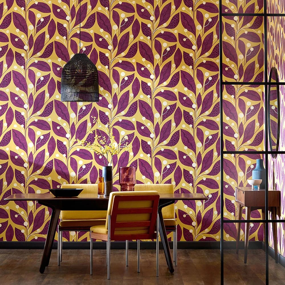 Berry Dot Wallpaper - Mulberry - Ohpopsi - GRA50132W - Premier Wallcovering