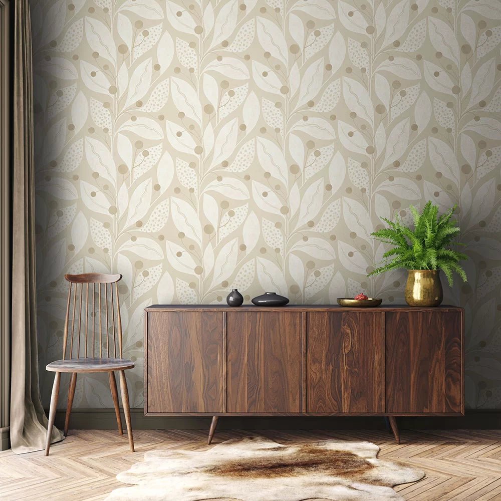 Berry Dot Wallpaper - Flax - Ohpopsi - LBK50105W - Premier Wallcovering