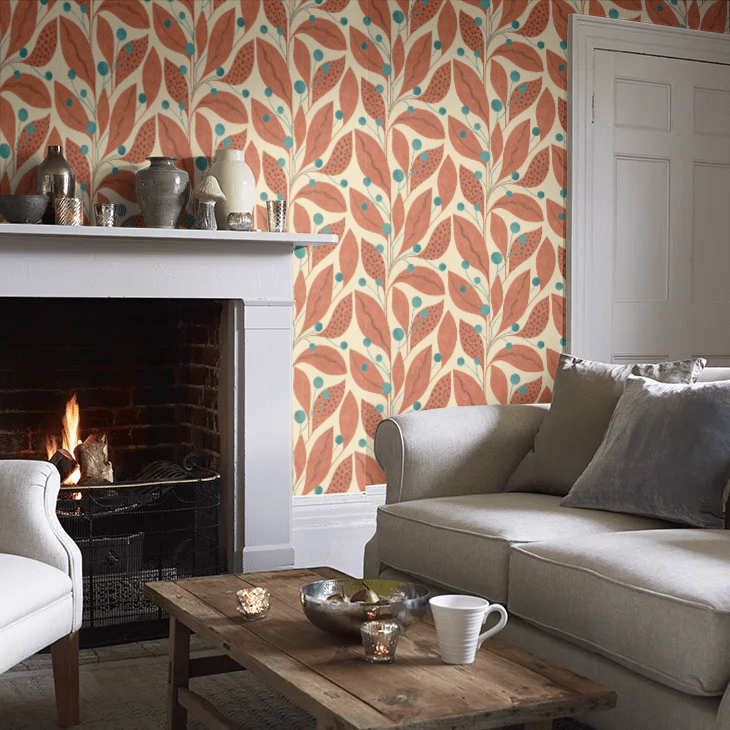Berry Dot Wallpaper - Rust & Teal - Ohpopsi - GRA50134W - Premier Wallcovering