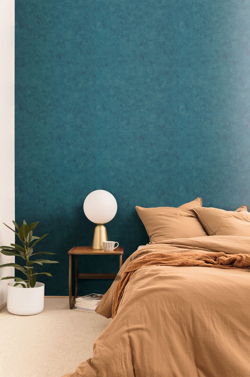 Beton Uni Wallpaper - Bleu Canard - Caselio - 101486254 - Premier Wallcovering