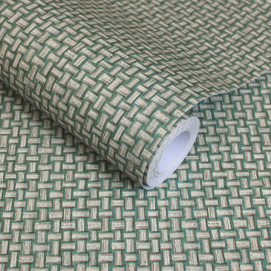 Biderbost Weave Wallpaper - Teal - Holden Décor - 91603 - Premier Wallcovering