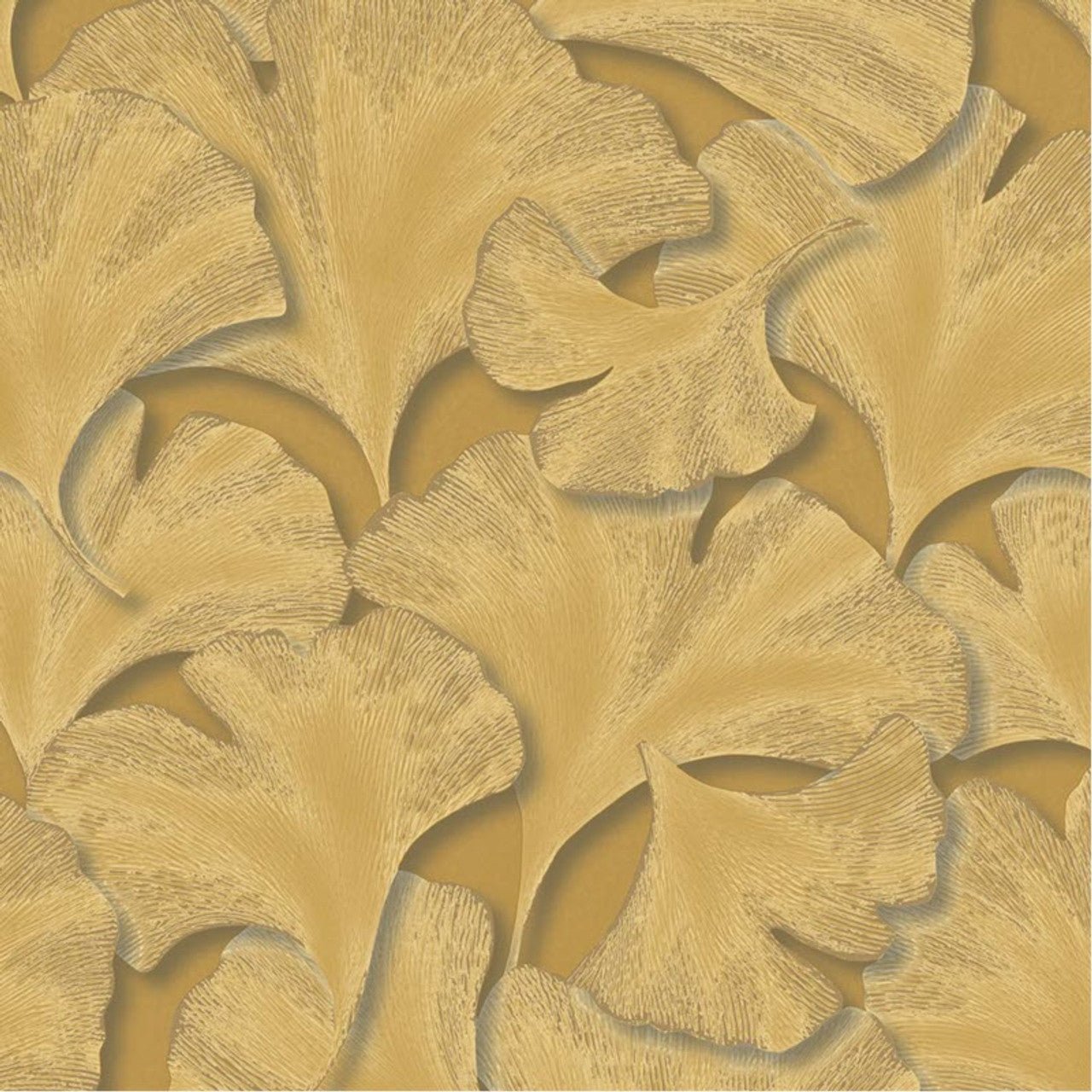 Biloba Ginkgo Wallpaper - Jaune Mordore - Casadeco - 86242322 - Premier Wallcovering