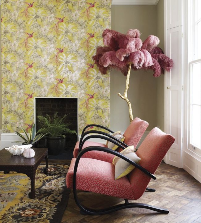 Bird Of Paradise Wallpaper - Kiwi/Violet - Matthew Williamson - W6655-03 - Premier Wallcovering