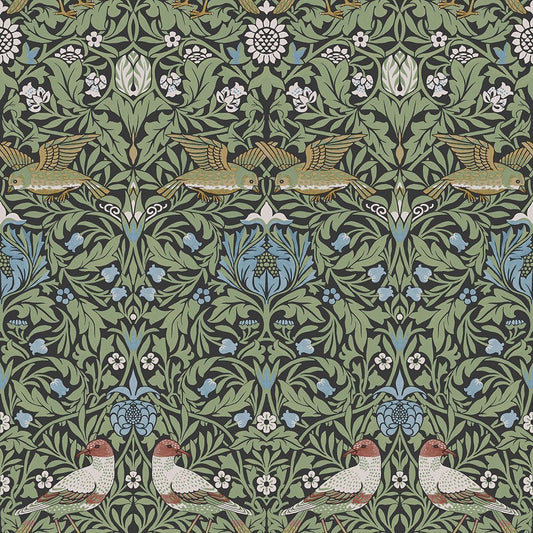 Bird Wallpaper - Green / Blue - Midbec - 82062 - Premier Wallcovering
