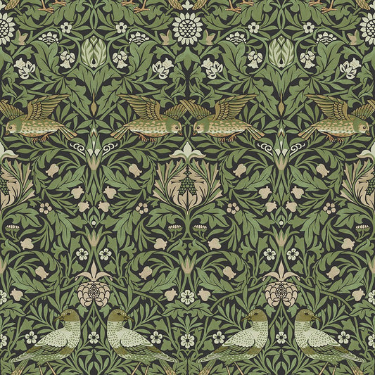 Bird Wallpaper - Black / Green - Midbec - 82063 - Premier Wallcovering