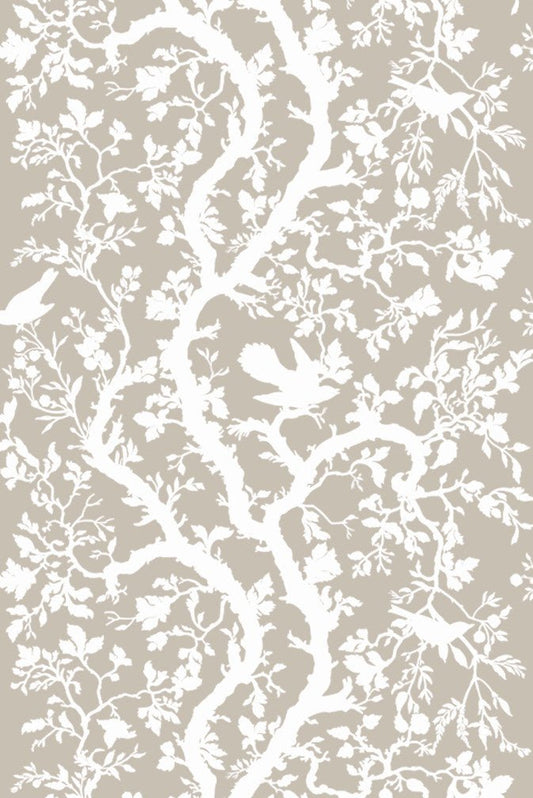 Birdbranch Fabric - White - Timorous Beasties - BB/1614/01 - Premier Wallcovering