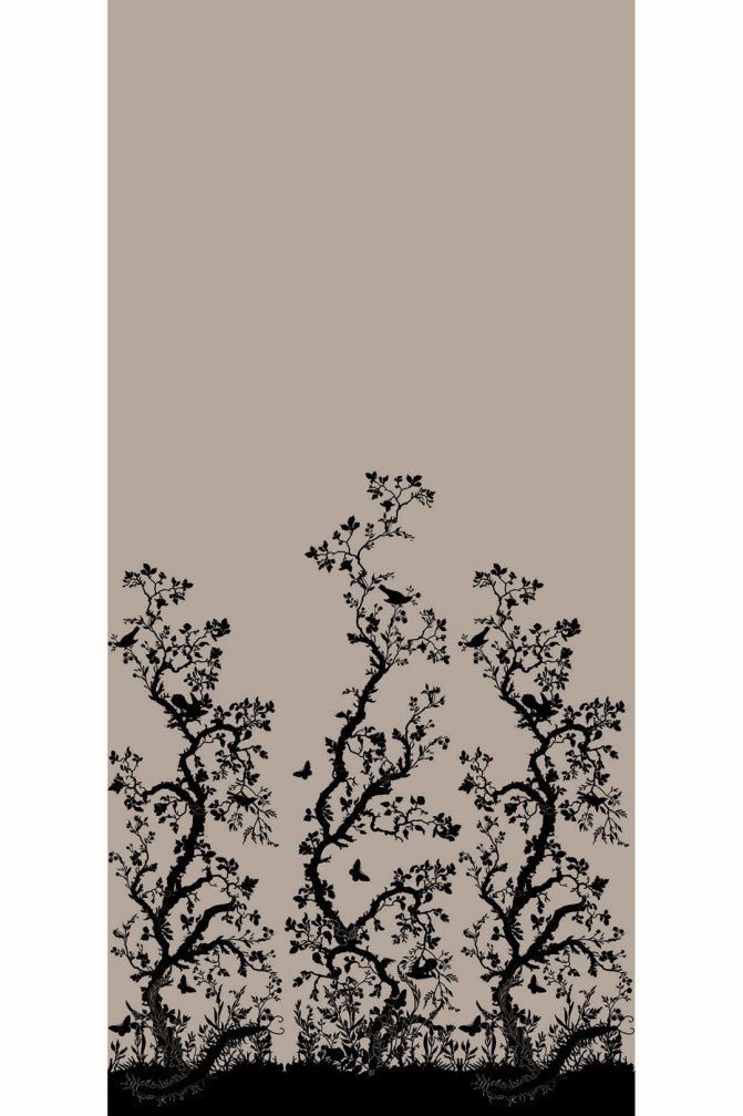 Birdbranch Wallpaper Panels - Black on Stone - Timorous Beasties - EX/BIRD/4008/04 - Premier Wallcovering