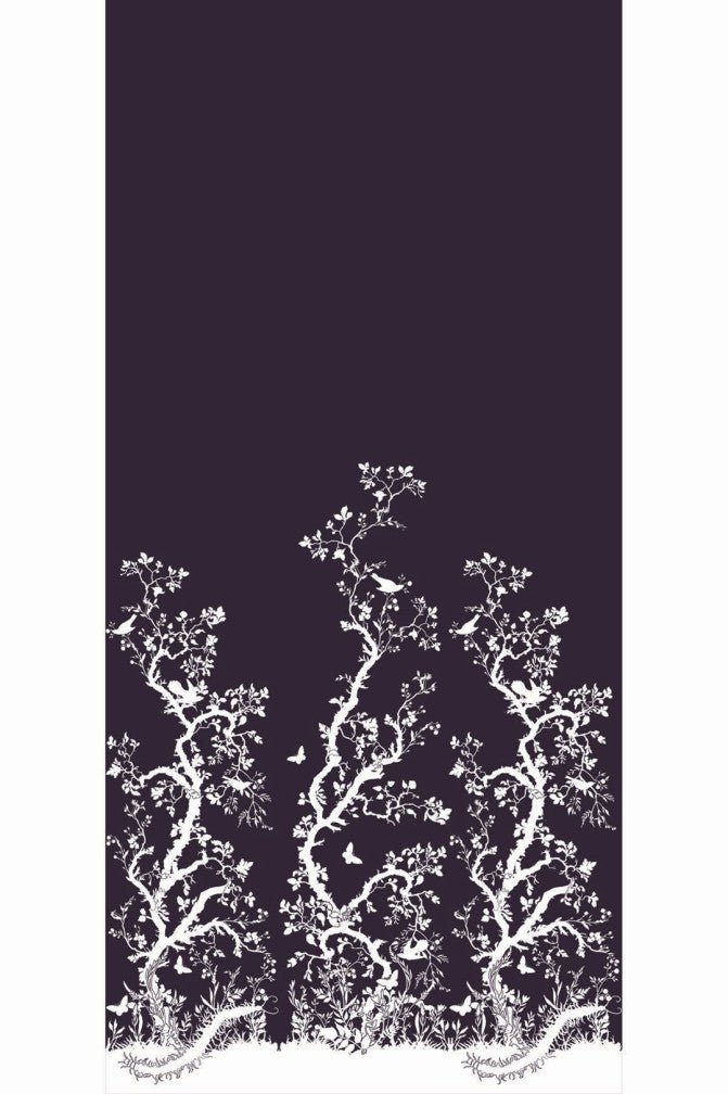 Birdbranch Wallpaper Panels - White on Peregrine - Timorous Beasties - EX/BIRD/5004/03 - Premier Wallcovering