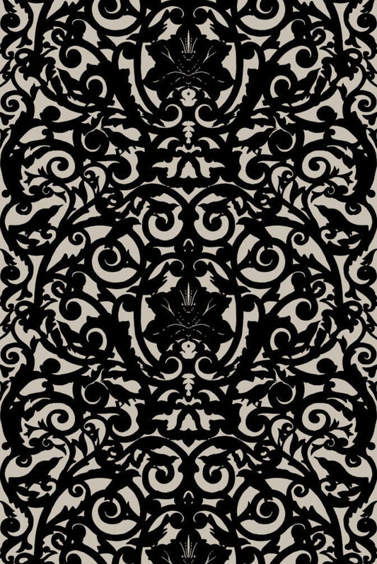 Birdcage Fabric - Black - Timorous Beasties - BRC/1614/02 - Premier Wallcovering
