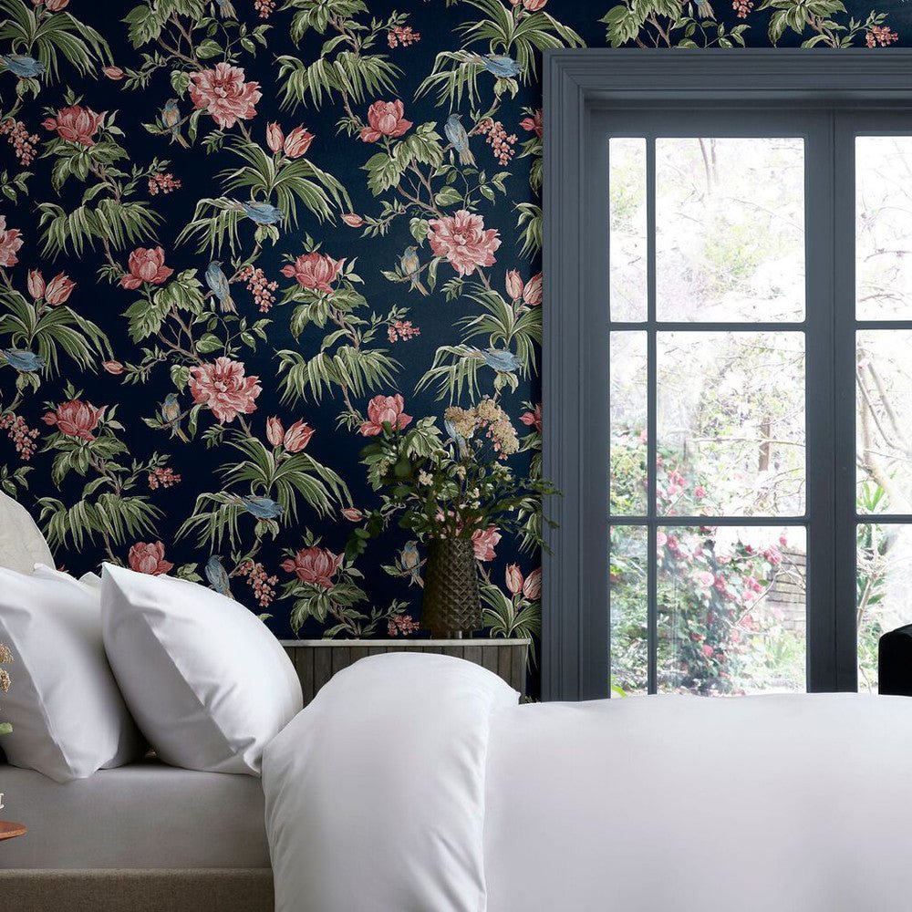 Birds & Blooms Wallpaper - Navy - Next - 118256 - Premier Wallcovering