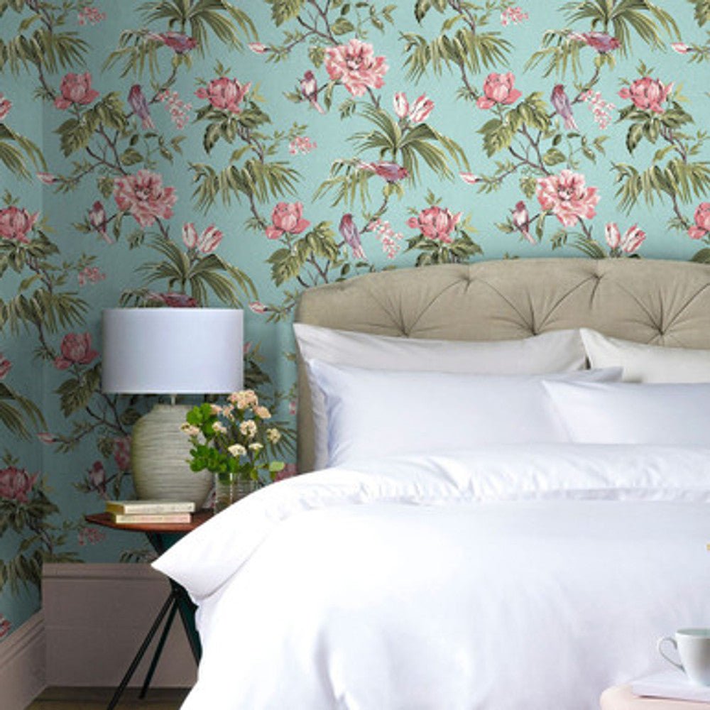 Birds & Blooms Wallpaper - Duck Egg - Next - 118254 - Premier Wallcovering