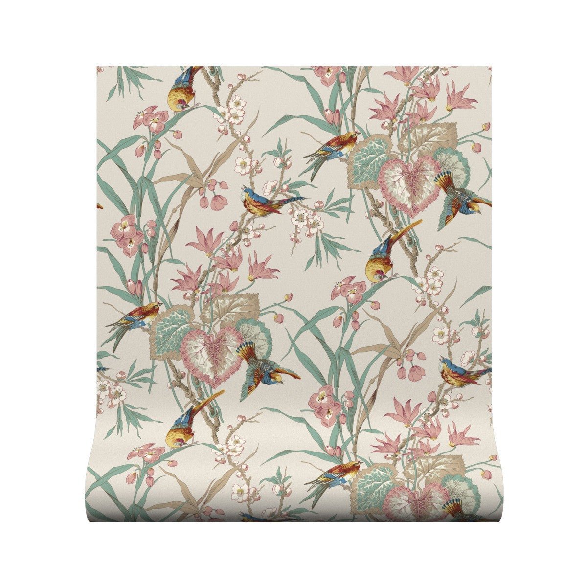 Birds & Blossom Wallpaper - Stone - Warner House - Premier Wallcovering