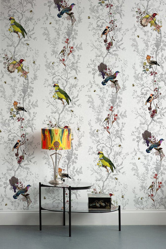 Birds N Bees Wallpaper - Alabaster - Timorous Beasties - BTN/BNB/TXMT/01 - Premier Wallcovering