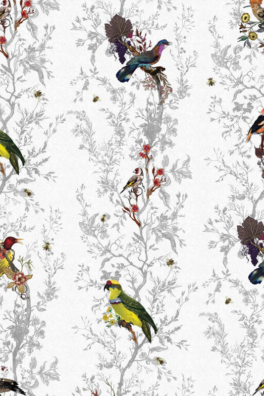 Birds N Bees Wallpaper - Alabaster - Timorous Beasties - BTN/BNB/TXMT/01 - Premier Wallcovering