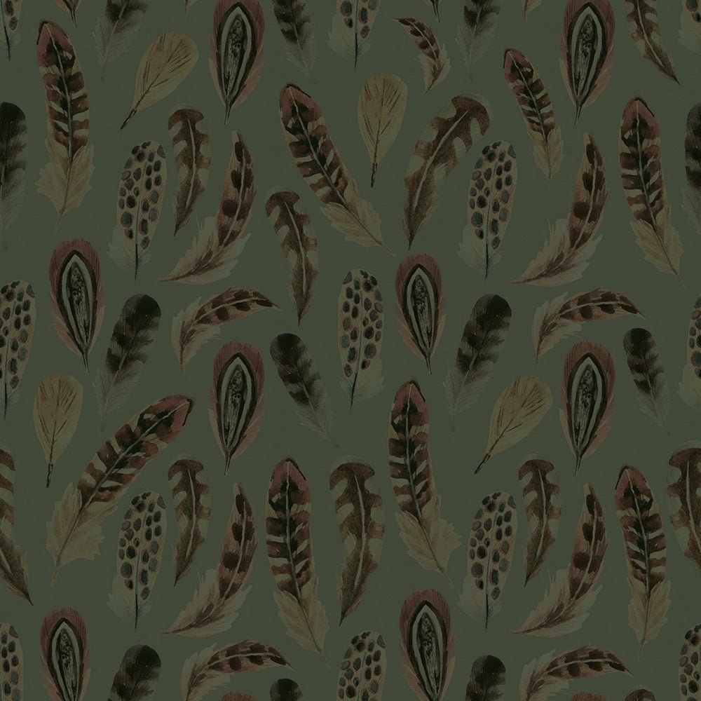 Birds of a Feather Wallpaper - Rural Tones on Seafoam - LAN100215 - Lucie Annabel - Premier Wallcovering