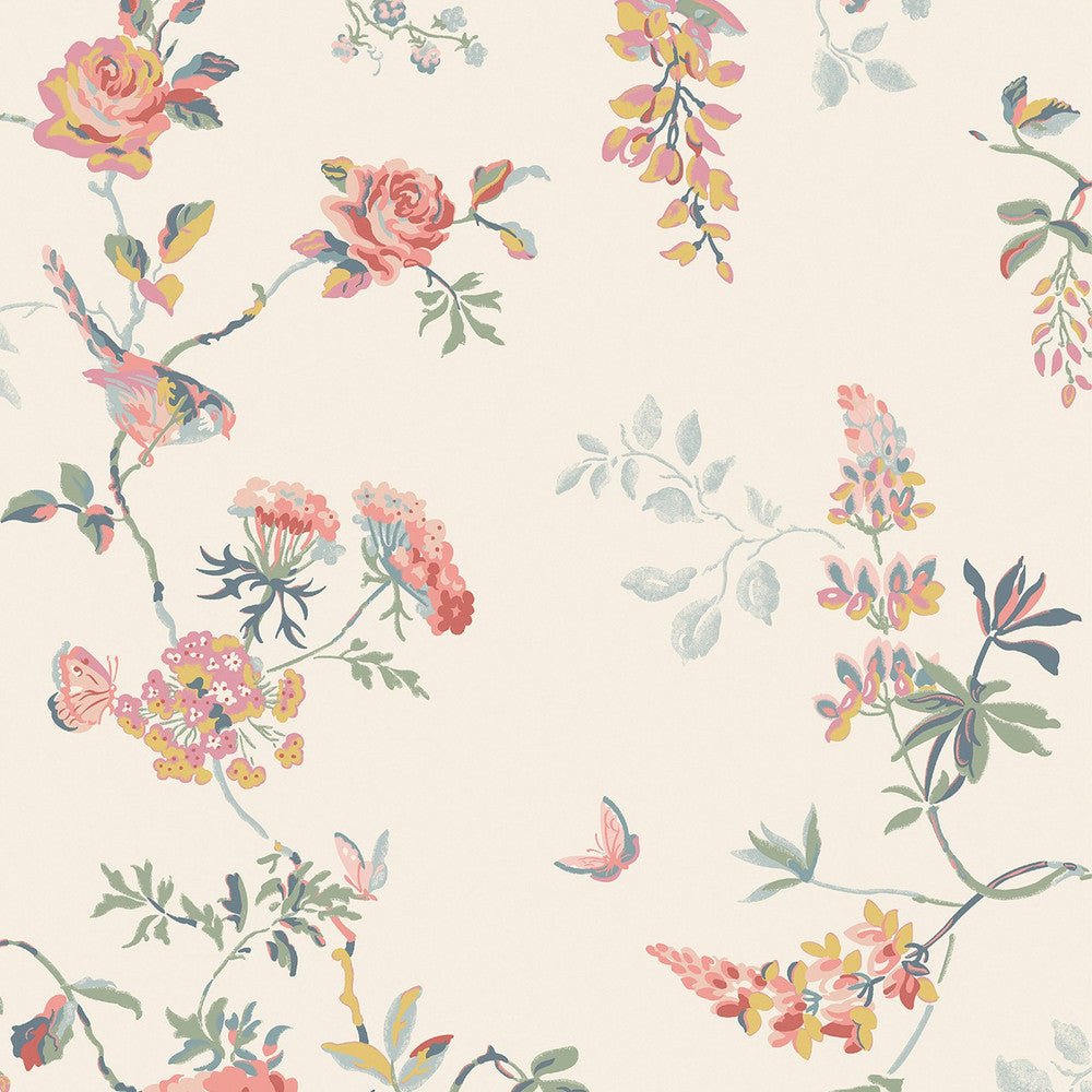 Birds & Roses Wallpaper - Multi - 125503 - Cath Kidston - Premier Wallcovering
