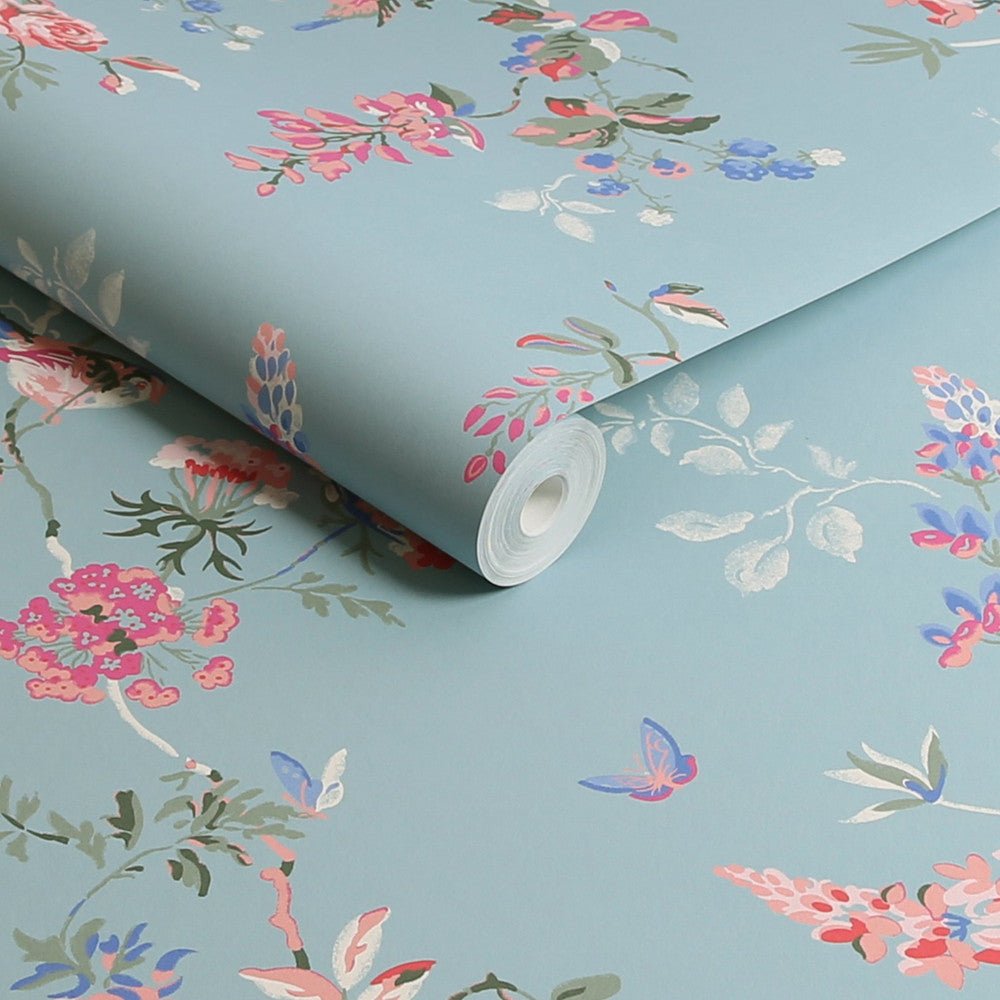 Birds & Roses Wallpaper - Blue - 125504 - Cath Kidston - Premier Wallcovering