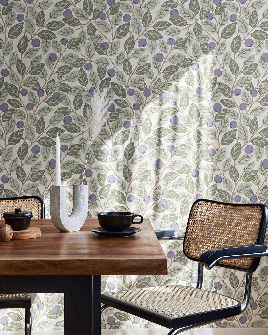 Blåbär stor Wallpaper - Blue / White - Midbec - 26015 - Premier Wallcovering