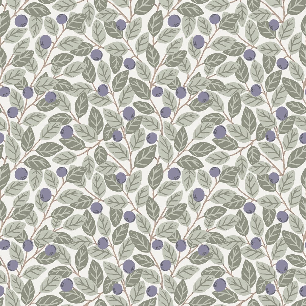 Blåbär Wallpaper - Blue / White - Midbec - 26027 - Premier Wallcovering