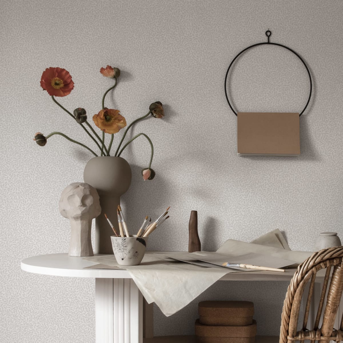 Bladverk Wallpaper - Gray - Sandberg - S10307 - Premier Wallcovering