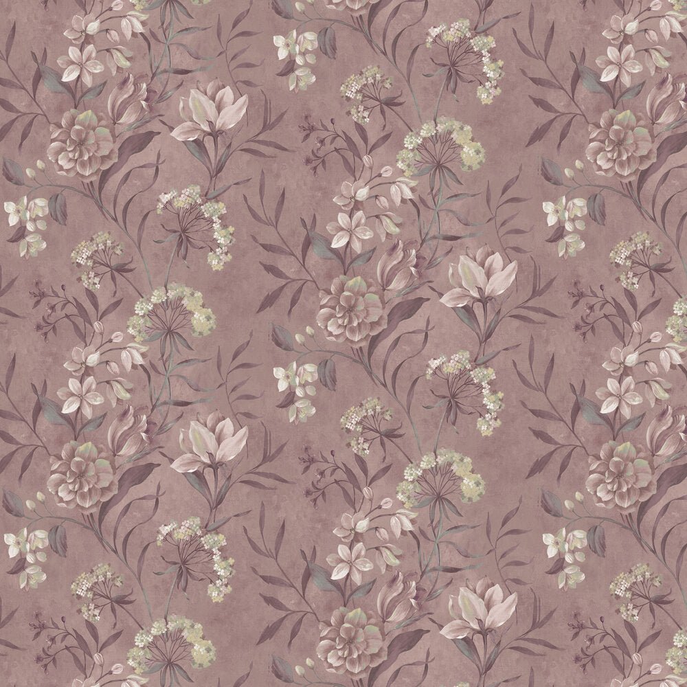 Blairmore Floral Wallpaper - Grape - Laura Ashley - 140325 - Premier Wallcovering