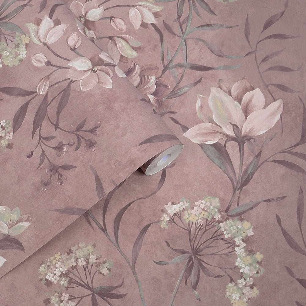 Blairmore Floral Wallpaper - Grape - Laura Ashley - 140325 - Premier Wallcovering