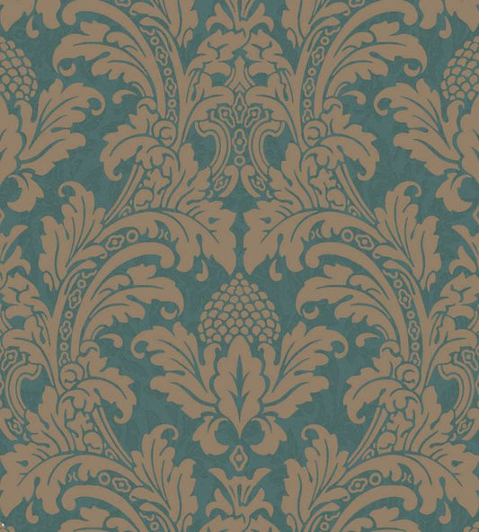 Blake Wallpaper - Metallic Gold on Teal - 94/6031 - Cole & Son - Premier Wallcovering