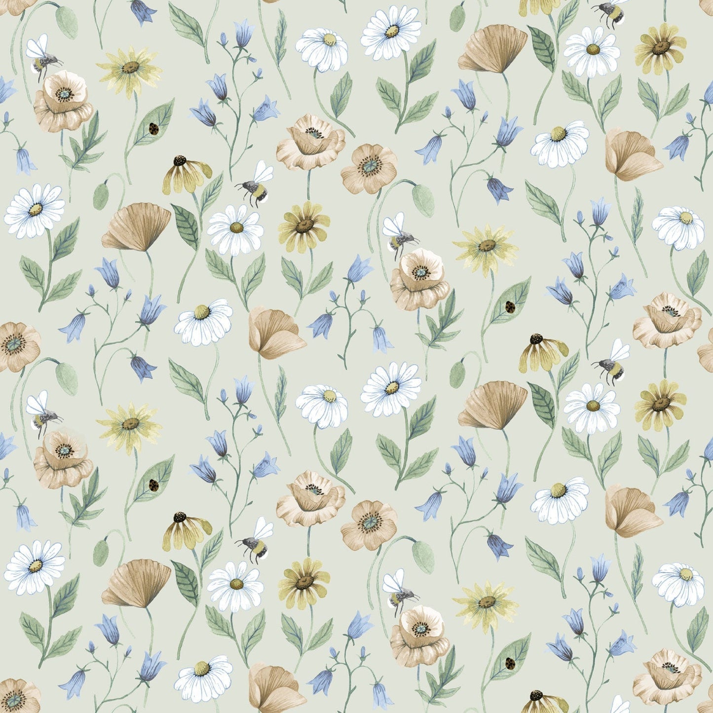Blåklocka Wallpaper - Beige - Midbec - 43103 - Premier Wallcovering