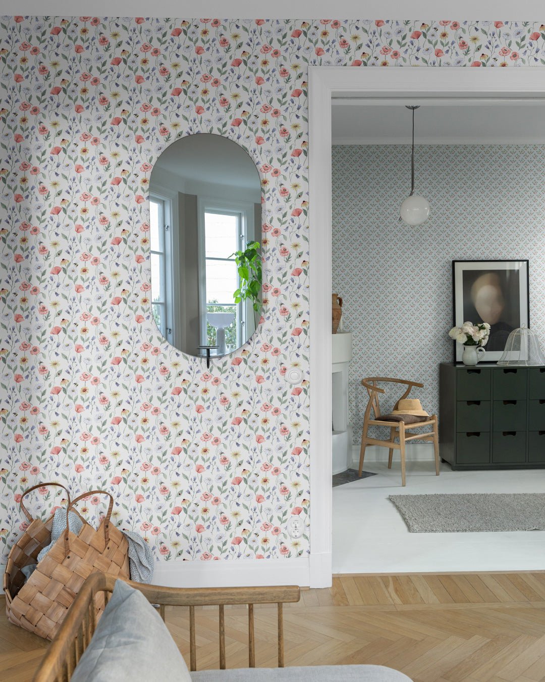 Blåklocka Wallpaper - Blue & Pink - Midbec - 43102 - Premier Wallcovering