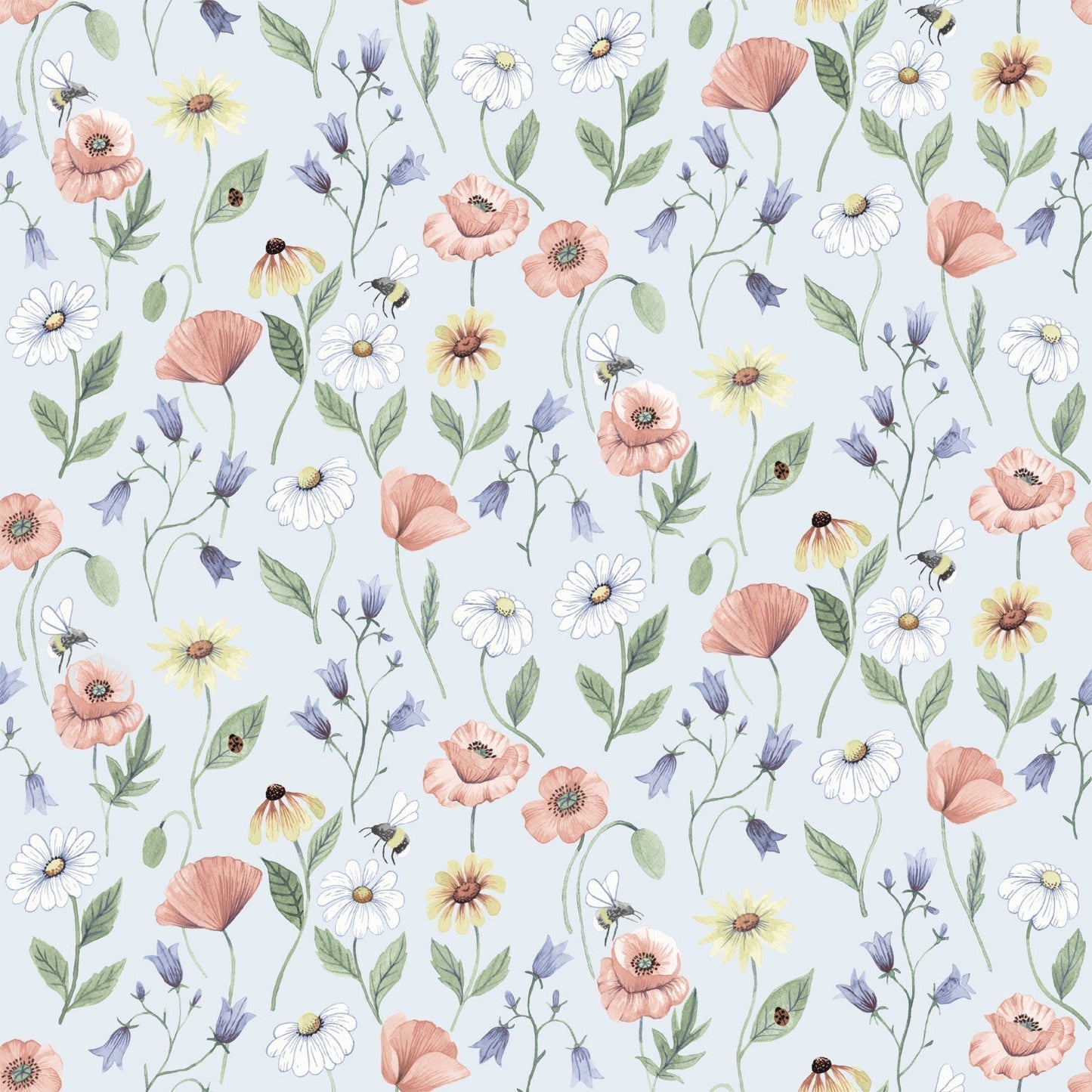 Blåklocka Wallpaper - Blue/Gray - Midbec - 43104 - Premier Wallcovering