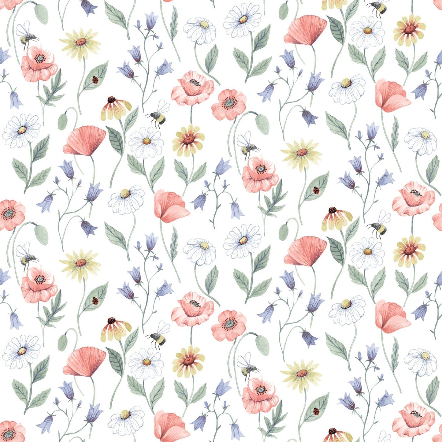 Blåklocka Wallpaper - Blue & Pink - Midbec - 43102 - Premier Wallcovering