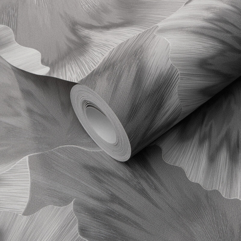 Bliss Abstract Leaf Metallic Wallpaper - Grey - Erismann - 10402 - 10 - Premier Wallcovering