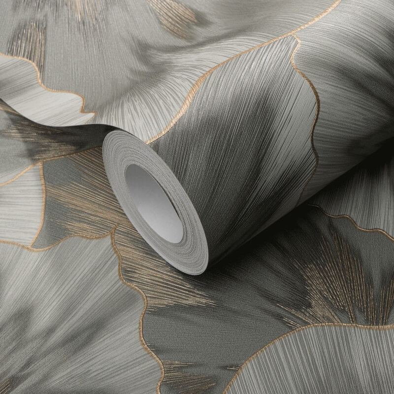 Bliss Abstract Leaf Metallic Wallpaper - Olive - Erismann - 10402 - 24 - Premier Wallcovering
