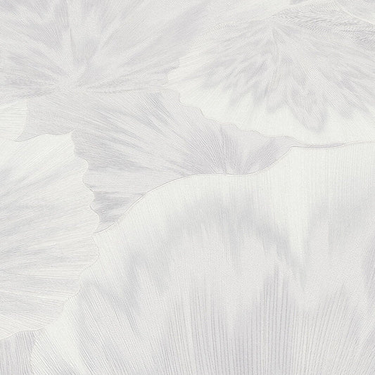Bliss Abstract Leaf Metallic Wallpaper - White - Erismann - 10402 - 01 - Premier Wallcovering
