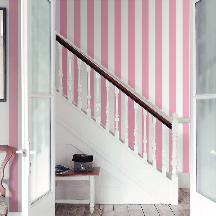 Bloc Stripe Wallpaper - Bubblegum - Ohpopsi - STR50112W - Premier Wallcovering