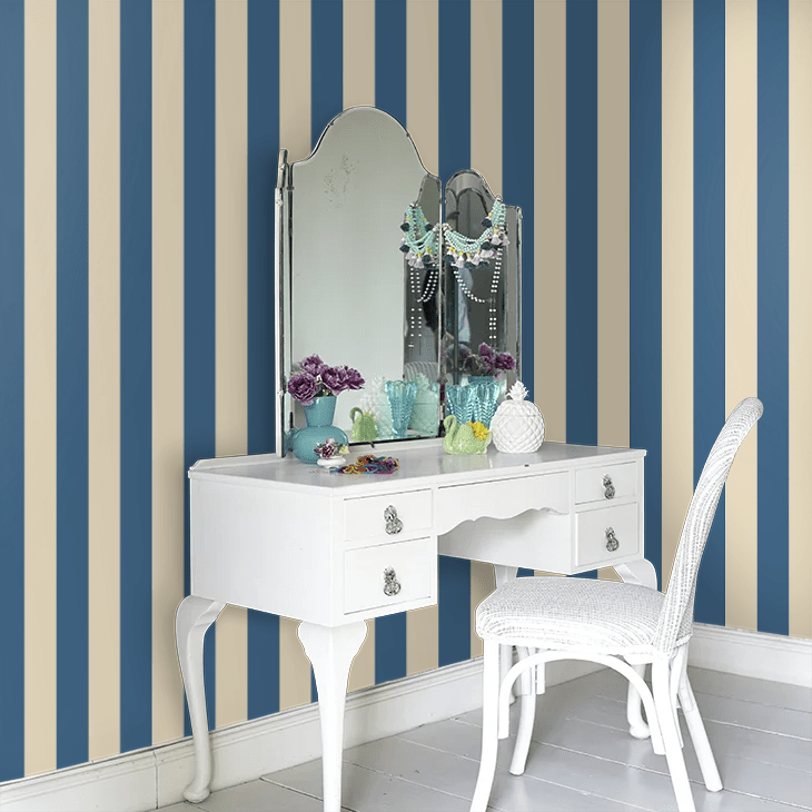 Bloc Stripe Wallpaper - Indigo - Ohpopsi - SIS50107W - Premier Wallcovering