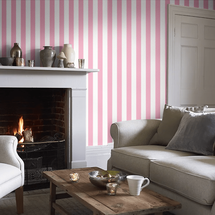 Bloc Stripe Wallpaper - Bubblegum - Ohpopsi - STR50112W - Premier Wallcovering