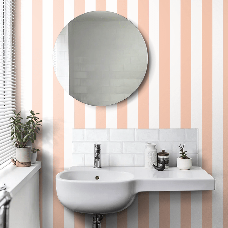 Bloc Stripe Wallpaper - Peach Puff - Ohpopsi - STR50114W - Premier Wallcovering