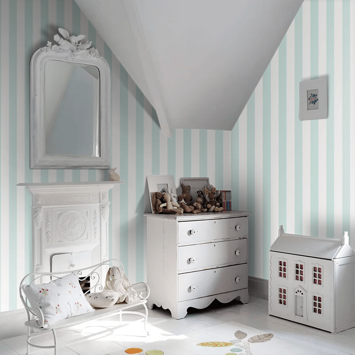Bloc Stripe Wallpaper - Duckegg - Ohpopsi - SIS50103W - Premier Wallcovering
