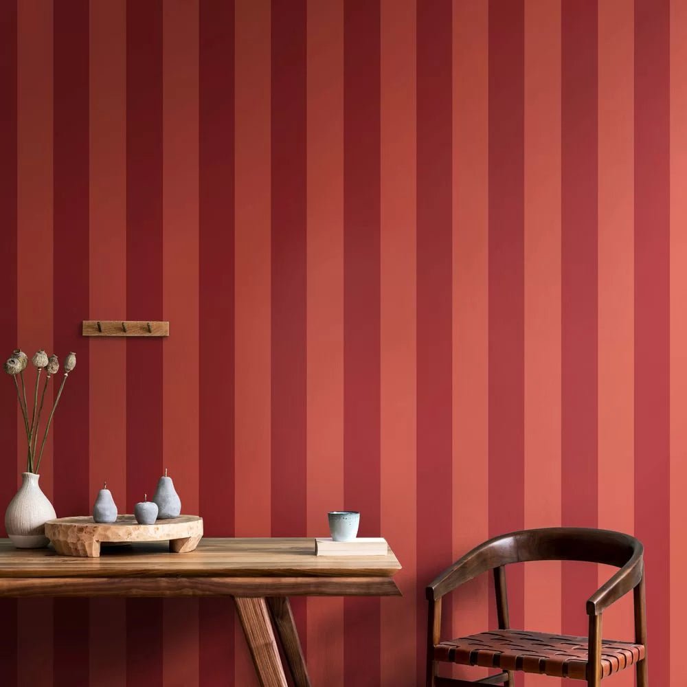 Bloc Stripe Wallpaper - Ruby - Ohpopsi - SIS50110W - Premier Wallcovering