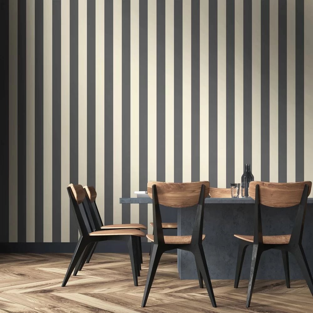 Bloc Stripe Wallpaper - Onyx - Ohpopsi - SIS50106W - Premier Wallcovering