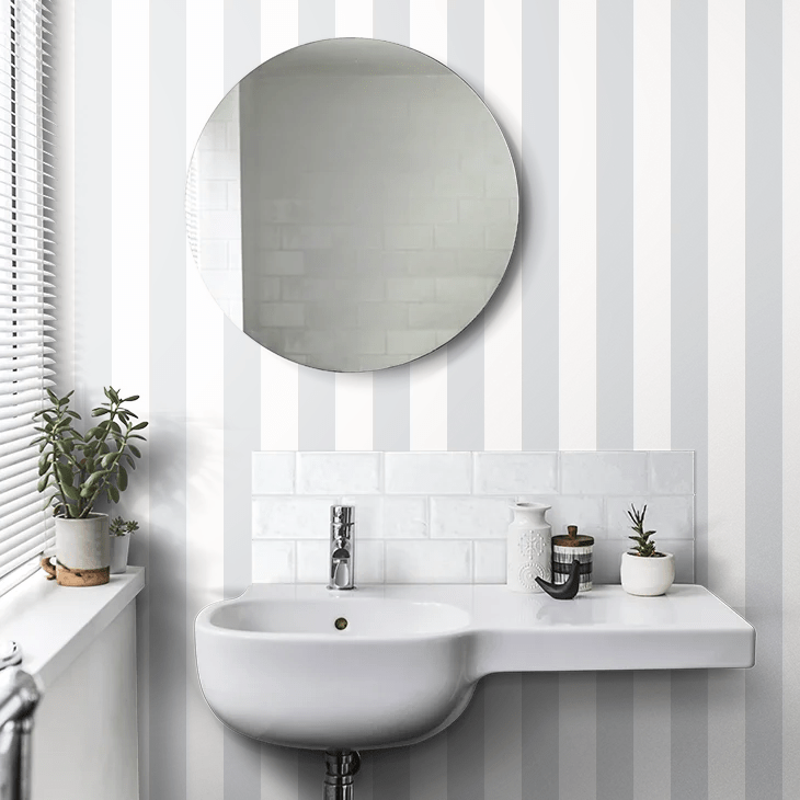 Bloc Stripe Wallpaper - Dove - Ohpopsi - SIS50102W - Premier Wallcovering
