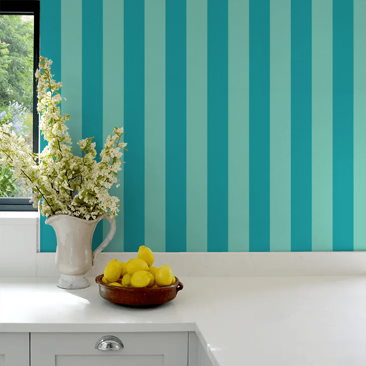 Bloc Stripe Wallpaper - Rich Teal - Ohpopsi - STR50117W - Premier Wallcovering