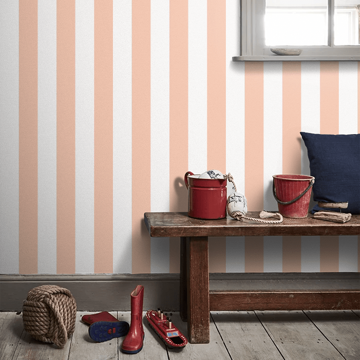 Bloc Stripe Wallpaper - Peach Puff - Ohpopsi - STR50114W - Premier Wallcovering