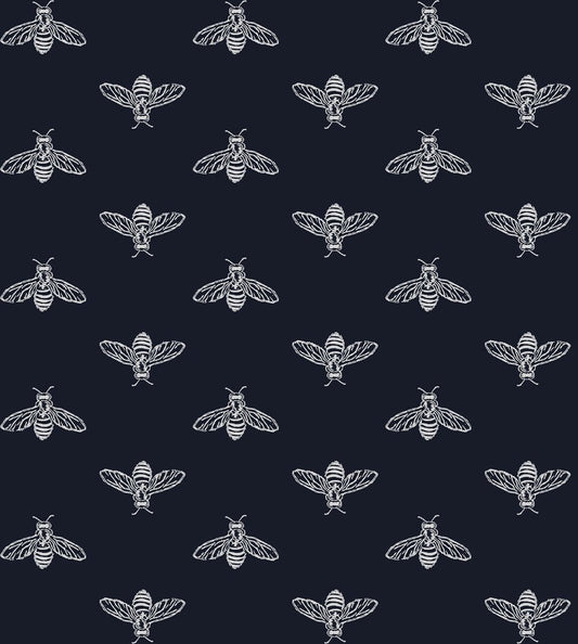 Block Print Bee Wallpaper - French Navy - Joules - 118546 - Premier Wallcovering