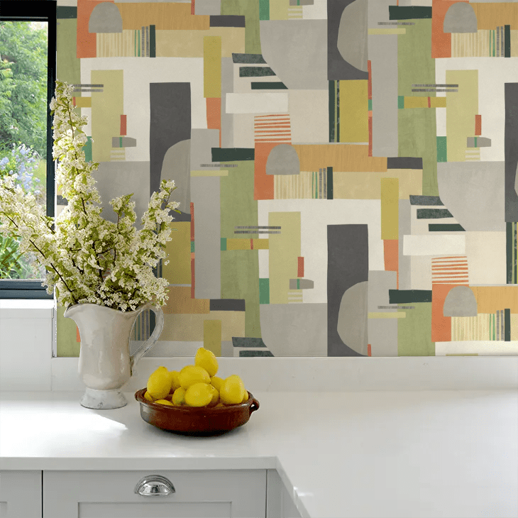 Blocs Wallpaper - Sage & Amber - Ohpopsi - CEP50132W - Premier Wallcovering