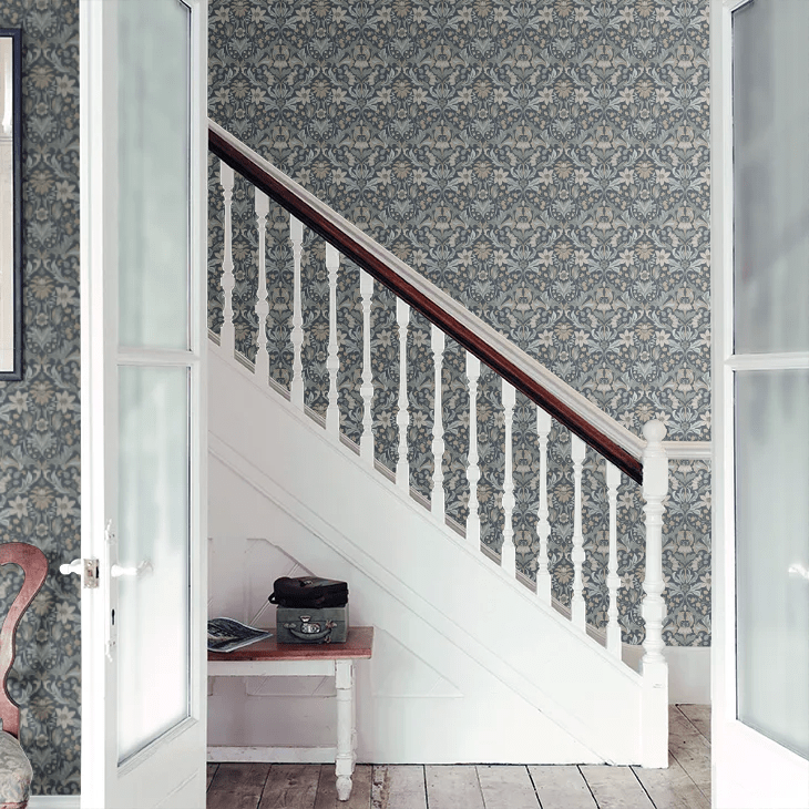 Blomsterfrojd Wallpaper - Midnight Blue - Boråstapeter - 3292 - Premier Wallcovering