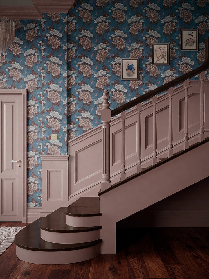 Bloomin Marvellous Wallpaper - Belle Blue - Divine Savages - DVS093-BLOMARV-BLU-WR - Premier Wallcovering