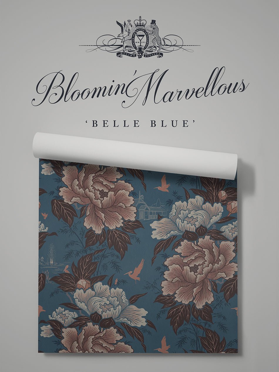 Bloomin Marvellous Wallpaper - Belle Blue - Divine Savages - DVS093-BLOMARV-BLU-WR - Premier Wallcovering