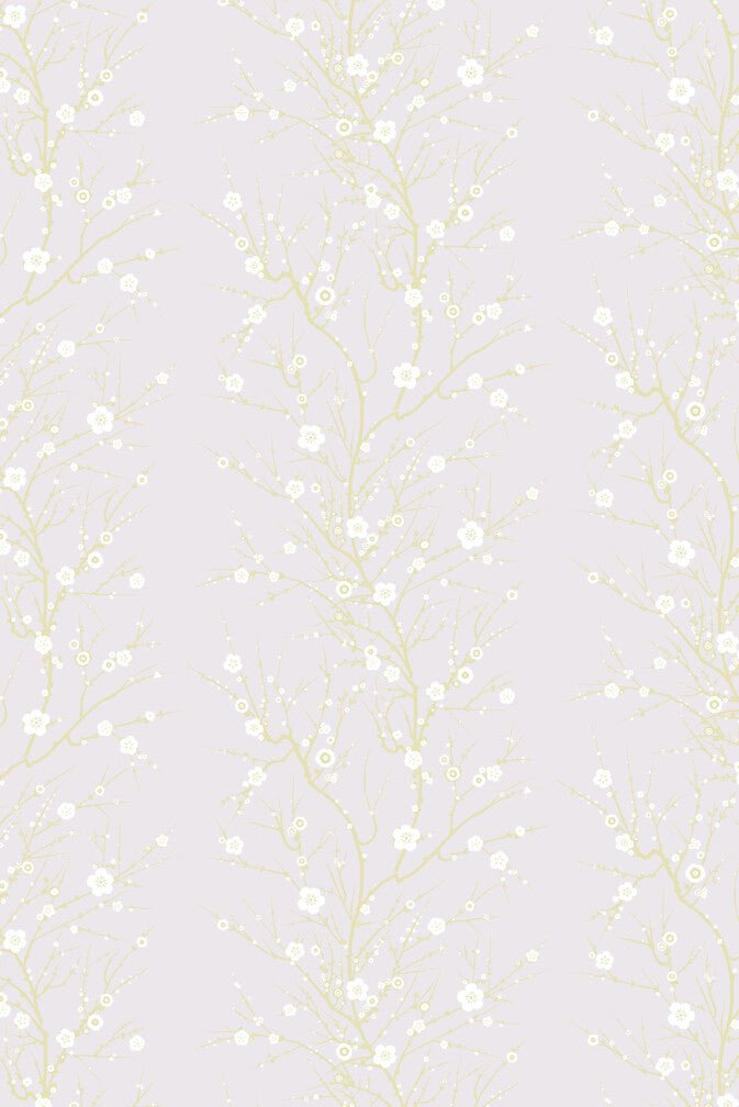 Blossom Branch Wallpaper - White & Gold on Dusky Pink - Timorous Beasties - EX/BLMB/6003/02 - Premier Wallcovering